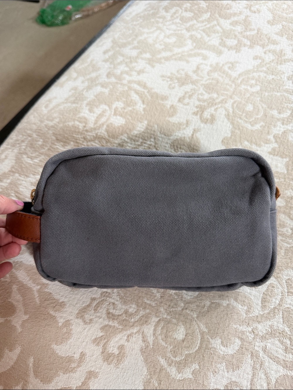 Men's Gray Canvas Travel Dopp Kit with Leather Handle - Peter Millar